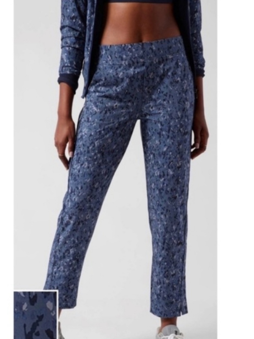 Athleta The Brooklyn Ankle Pant Captivate Chrome Blue Camo Size 4.
